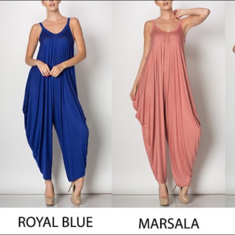 Oversized loose harem jumpsuit dress - Marsala - Picture 4 of 4